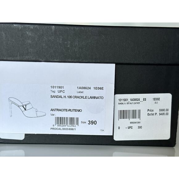 Versace Virtus Leather Black Sandals Shoes 9 US (39 Euro) Spain 1011901 NIB $990 - Picture 15 of 16